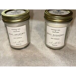 8oz handcrafted Soy Candle Rest & Renewal Scented Jar